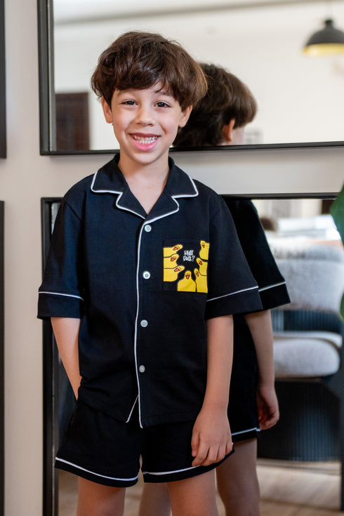 Kids unisex summer pajama set Black t-shirt + shorts